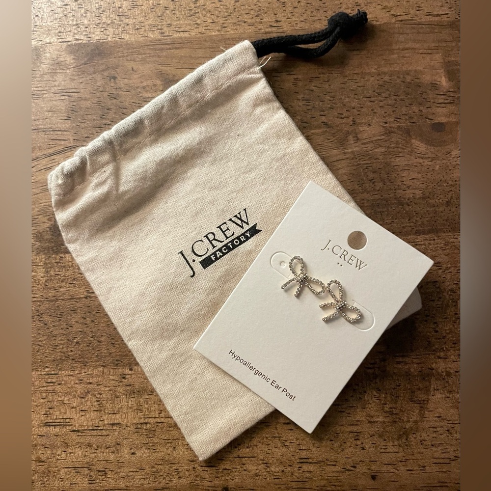 J. Crew Factory crystal bow stud earrings